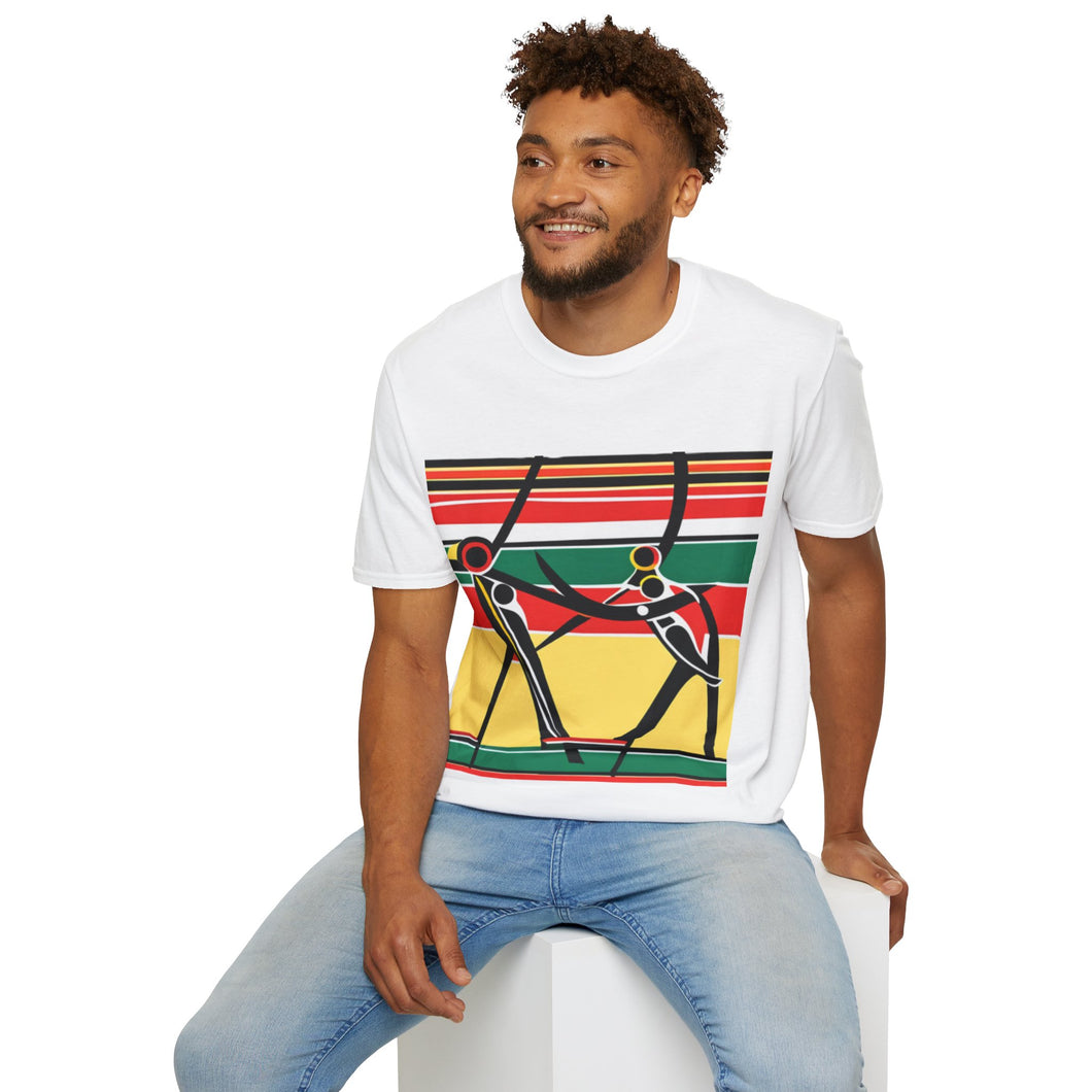 Color of Africa Dance Unisex Softstyle Short Sleeve Cotton Crewneck T-Shirt