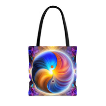 Load image into Gallery viewer, Ying Infinite Beauty Spiral Fusion of Colors #2 Tote Bag AI Artwork 100% Polyester
