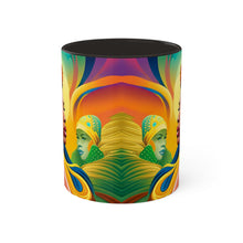 Load image into Gallery viewer, Colors of Africa Pop Art Colorful #11 AI 11oz Black Accent Coffee Mug
