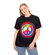 Load image into Gallery viewer, Rainbow Peace Symbol Sign Multicolors Unisex Heavy 100% Cotton T-Shirt
