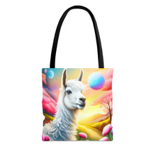 Load image into Gallery viewer, Llama Wondering Sun #5 Tote Bag AI Artwork 100% Polyester
