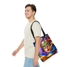 Load image into Gallery viewer, Mardi Gras Ribbon Mask #8 Tote Bag AI Artwork 100% Polyester
