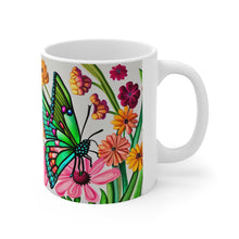 Load image into Gallery viewer, October Tourmaline Birth Month Colors Fairies &amp; Butterflies #1 Mug 11oz mug AI-Generated Artwork
