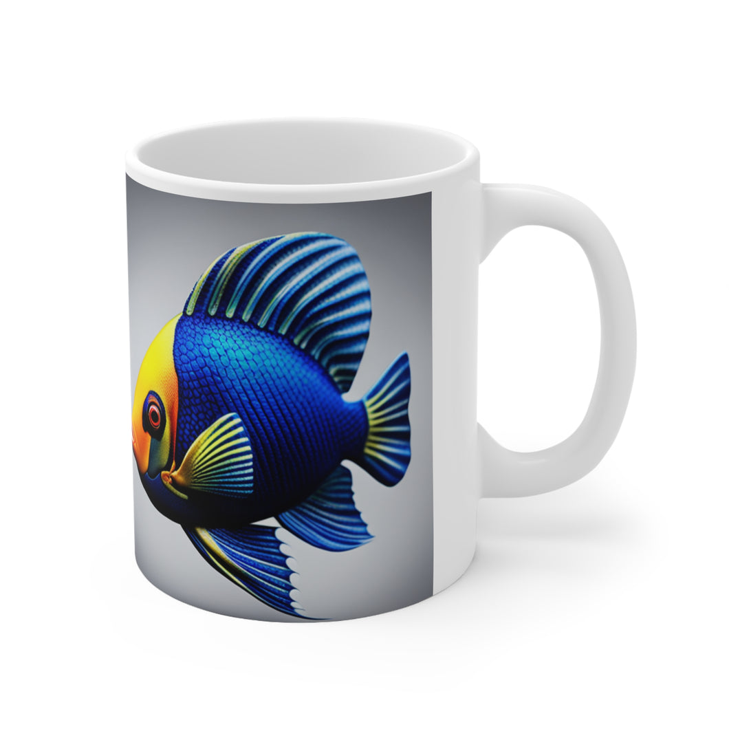 Single Blue Fish A Menagerie of Sealife Mug 11oz mug AI-Generated Artwork