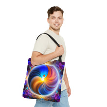 Load image into Gallery viewer, Ying Infinite Beauty Spiral Fusion of Colors #2 Tote Bag AI Artwork 100% Polyester
