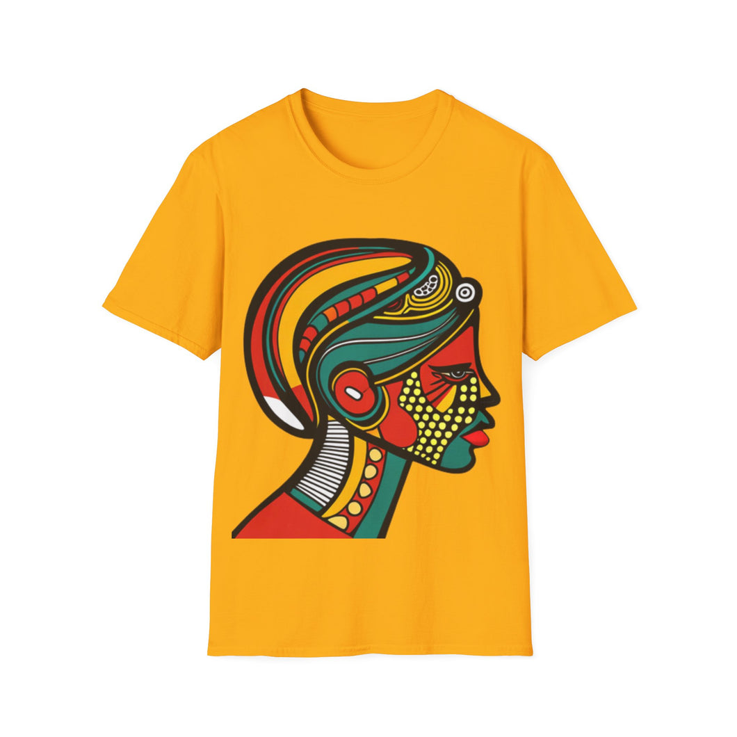 Color of Africa Tribal Face Paint #6 Unisex Softstyle Short Sleeve Crewneck T-Shirt