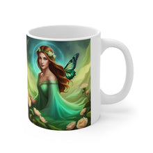 Load image into Gallery viewer, May Emerald Birth Month Colors Fairies &amp; Butterflies #2 Mug 11oz mug AI-Generated Artwork
