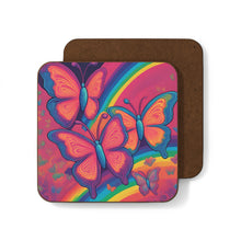 Load image into Gallery viewer, Retro Psychedelic Butterflies #48 Hardboard Back AI-Enhanced Beverage Coasters
