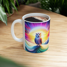 Load image into Gallery viewer, Beautiful Owl Standing in a Sea of Colors #3 Mug 11oz mug AI-Generated Artwork
