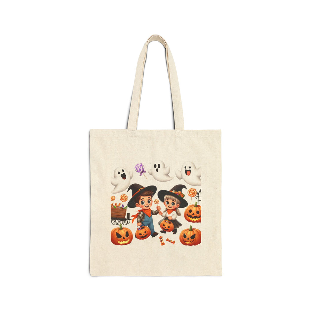 Trick-or-Treat Halloween Kids Witch Cowboy & Cowgirl Cotton Canvas Tote Bag 15