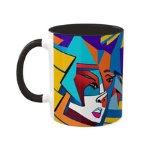 Load image into Gallery viewer, Colors of Africa Pop Art Colorful #2 AI 11oz Black Accent Coffee Mug
