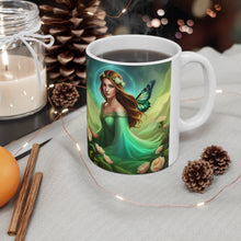 Load image into Gallery viewer, May Emerald Birth Month Colors Fairies &amp; Butterflies #2 Mug 11oz mug AI-Generated Artwork
