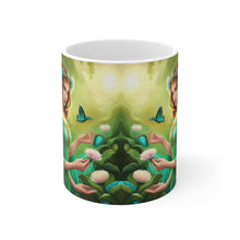 Load image into Gallery viewer, May Emerald Birth Month Colors Fairies &amp; Butterflies #4 Mug 11oz mug AI-Generated Artwork
