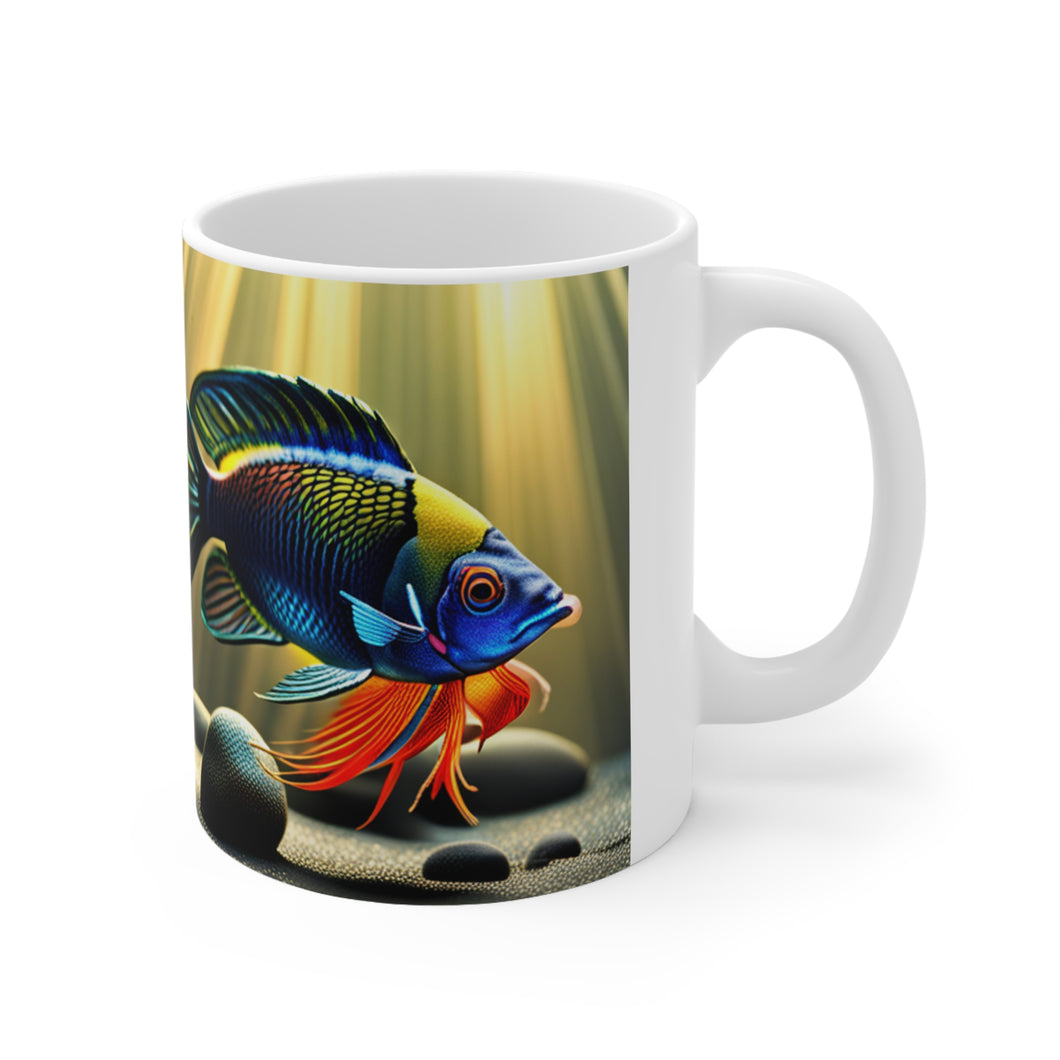 Single Blue & Gold Fish A Menagerie of Sea-life Mug 11oz mug AI-Generated Artwork