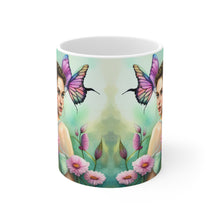 Load image into Gallery viewer, October Tourmaline Birth Month Colors Fairies &amp; Butterflies #3 Mug 11oz mug AI-Generated Artwork
