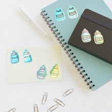 Load image into Gallery viewer, Baby Bottles Foodie Vinyl Sticker Sheets - 4 Bottles/2 each 8pc Set
