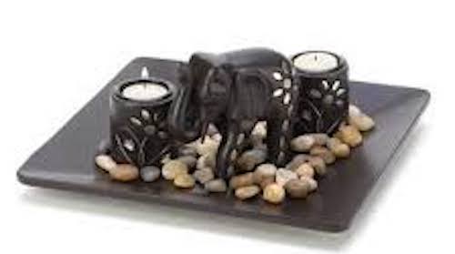 Elephant Candleholder Set MDF Wood