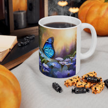 Load image into Gallery viewer, September Sapphire Amethyst Birth Month Colors Fairies &amp; Butterflies #2 Mug 11oz mug AI-Generated Artwork
