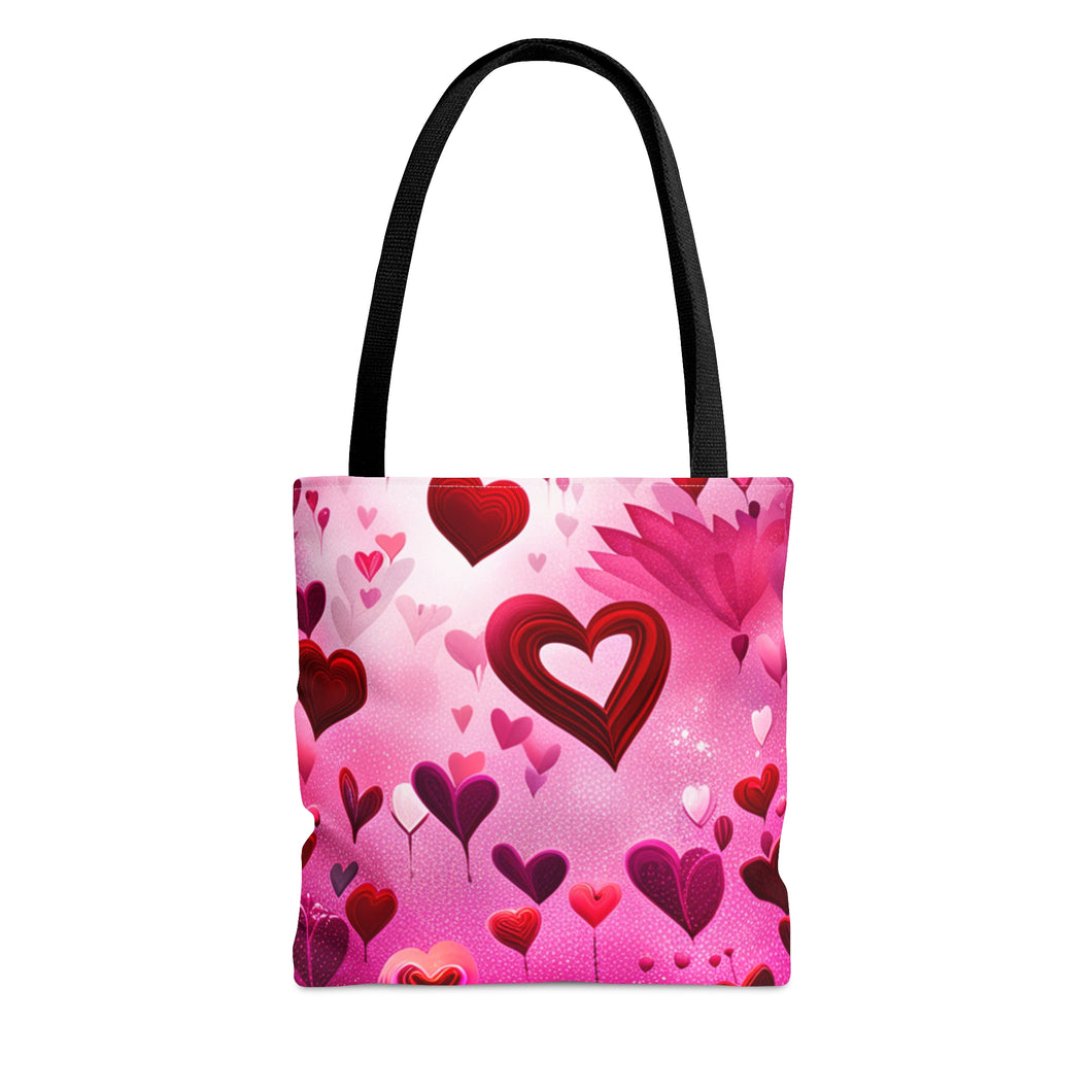 Sky Full of Love the Pink Heart Series #1 Tote Bag AI Artwork 100% Polyester