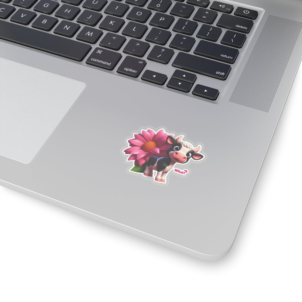 Cute Pink Cow What did I Do, Stickers, Laptop, Whimsical Cow, #3