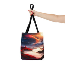Load image into Gallery viewer, Waves Red Skies Series #2 Tote Bag AI Artwork 100% Polyester
