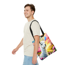 Load image into Gallery viewer, Llama Wondering Sun #5 Tote Bag AI Artwork 100% Polyester
