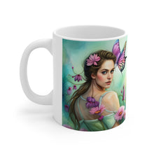 Load image into Gallery viewer, October Tourmaline Birth Month Colors Fairies &amp; Butterflies #3 Mug 11oz mug AI-Generated Artwork
