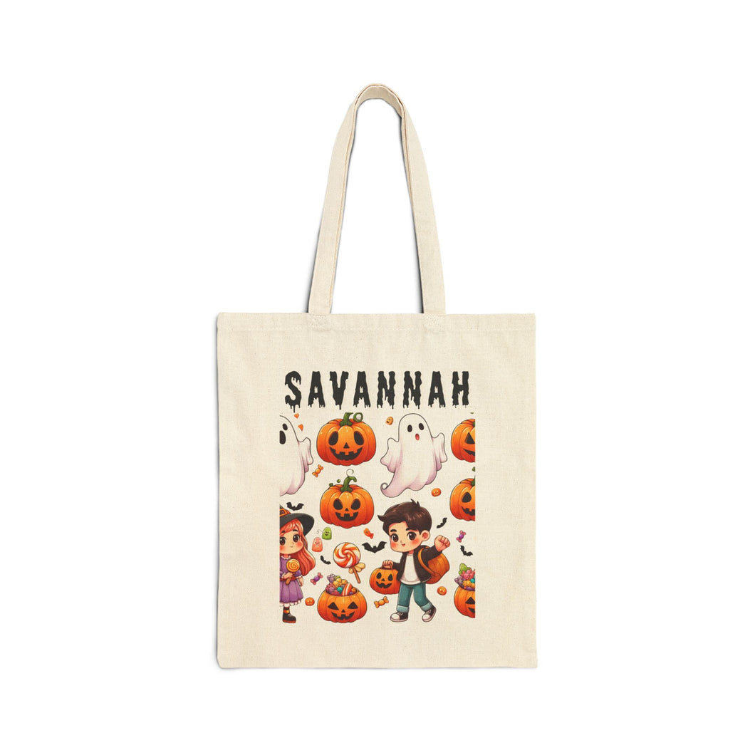 Custom Customize Trick-or-Treat Halloween Kids Cotton Canvas Tote Bag 15