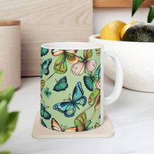 Load image into Gallery viewer, August Peridot Birth Month Colors Fairies &amp; Butterflies #4 Mug 11oz mug AI-Generated Artwork
