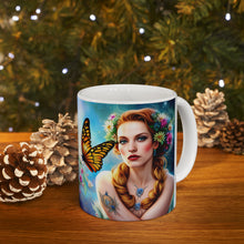 Load image into Gallery viewer, April Diamond Birth Month Colors Fairies &amp; Butterflies #1 Mug 11oz mug AI-Generated Artwork
