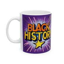 Load image into Gallery viewer, Colors of Africa Pop Art Black History Colorful Purple AI 11oz Coffee Mug White Background
