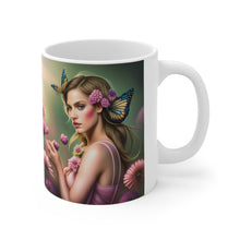 Load image into Gallery viewer, October Tourmaline Birth Month Colors Fairies &amp; Butterflies #2 Mug 11oz mug AI-Generated Artwork
