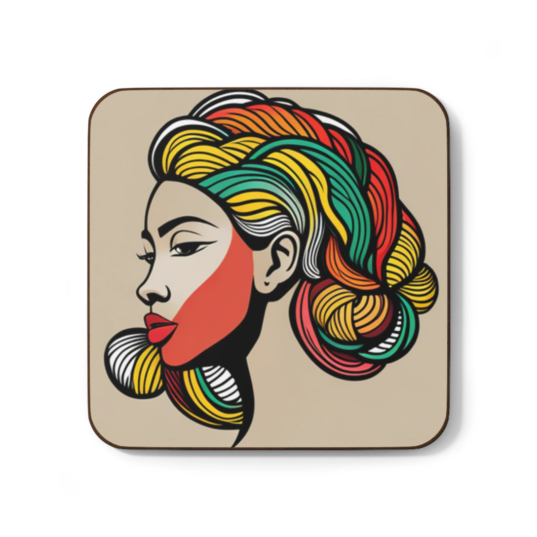 Colorful #25 Colors of Africa Hardboard Back AI-Enhanced Beverage Coasters