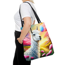 Load image into Gallery viewer, Llama Wondering Sun #5 Tote Bag AI Artwork 100% Polyester
