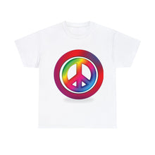 Load image into Gallery viewer, Rainbow Peace Symbol Sign Multicolors Unisex Heavy 100% Cotton T-Shirt
