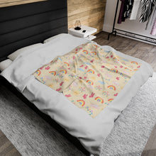 Load image into Gallery viewer, Velveteen Plush Blanket with Rainbows and Butterflies
