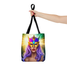 Load image into Gallery viewer, Mardi Gras Ribbon Mask #5 Tote Bag AI Artwork 100% Polyester
