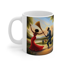 Load image into Gallery viewer, Traditional African American Culture Red Dress Bride and Groom Jumping the Broom Ceremony Ceramic Mug 11oz
