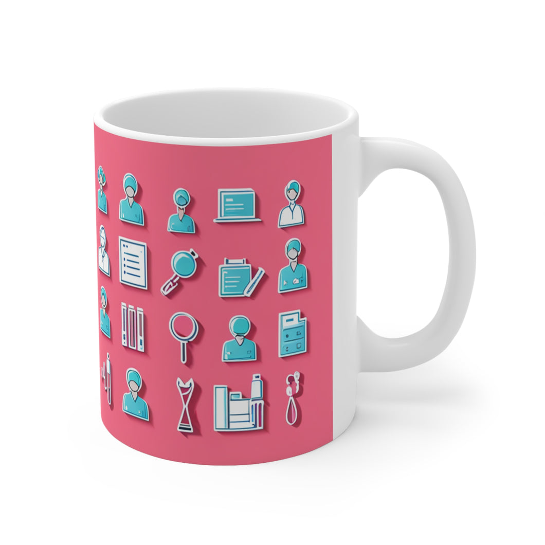 Professional Worker Pink Doctor and Nurse #5 Ceramic 11oz Mug AI-Generated Artwork