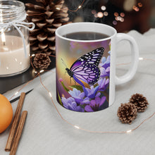 Load image into Gallery viewer, February Amethyst Birth Month Colors Fairies &amp; Butterflies #4 Mug 11oz mug AI-Generated Artwork
