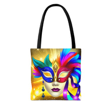 Load image into Gallery viewer, Mardi Gras Ribbon Mask #7 Tote Bag AI Artwork 100% Polyester
