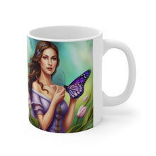 Load image into Gallery viewer, February Amethyst Birth Month Colors Fairies &amp; Butterflies #1 Mug 11oz mug AI-Generated Artwork
