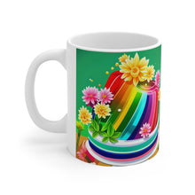 Load image into Gallery viewer, Happy Birthday Rainbow Jello Cake Celebration #28 Ceramic 11oz Mug AI-Generated Artwork
