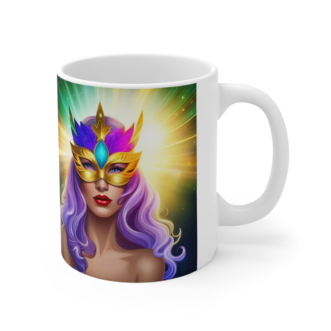 Mardi Gras Mask Ribbon #5 Mug  AI-Generated Artwork 11oz mug