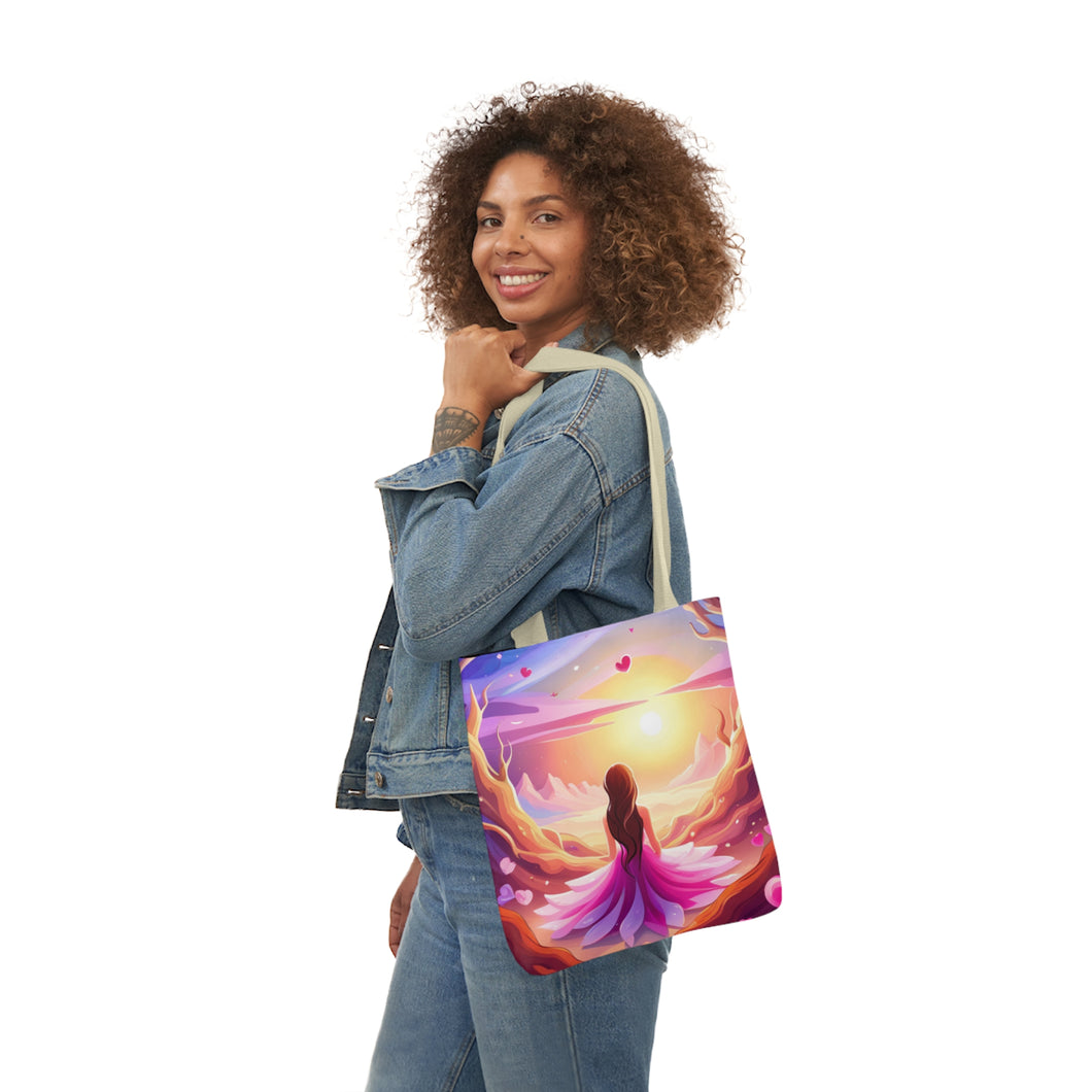Pink Heart Series #12 Fashion Graphic Print Trendy 100% Polyester Canvas Tote Bag AI Image