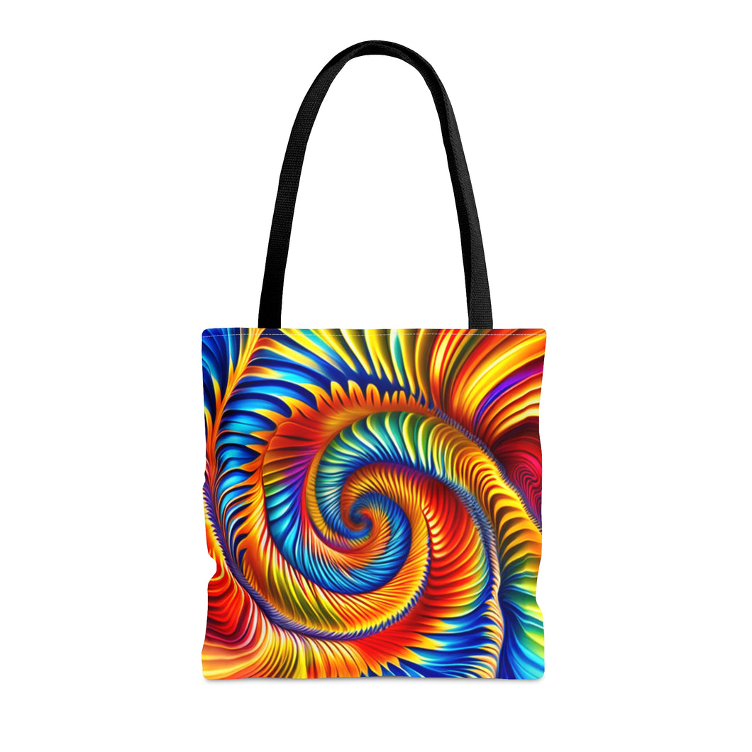 Earth Spiral Tye Dye Swirls and Ripples Tote Bag AI Artwork 100% Polyester #11