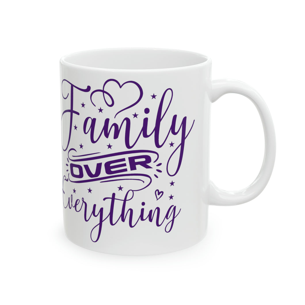 Family Over Everything Purple 11oz Ceramic Mug AI Design Tableware