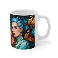 Load image into Gallery viewer, December Blue Topaz Birth Month Colors Fairies &amp; Butterflies #2 Mug 11oz mug AI-Generated Artwork
