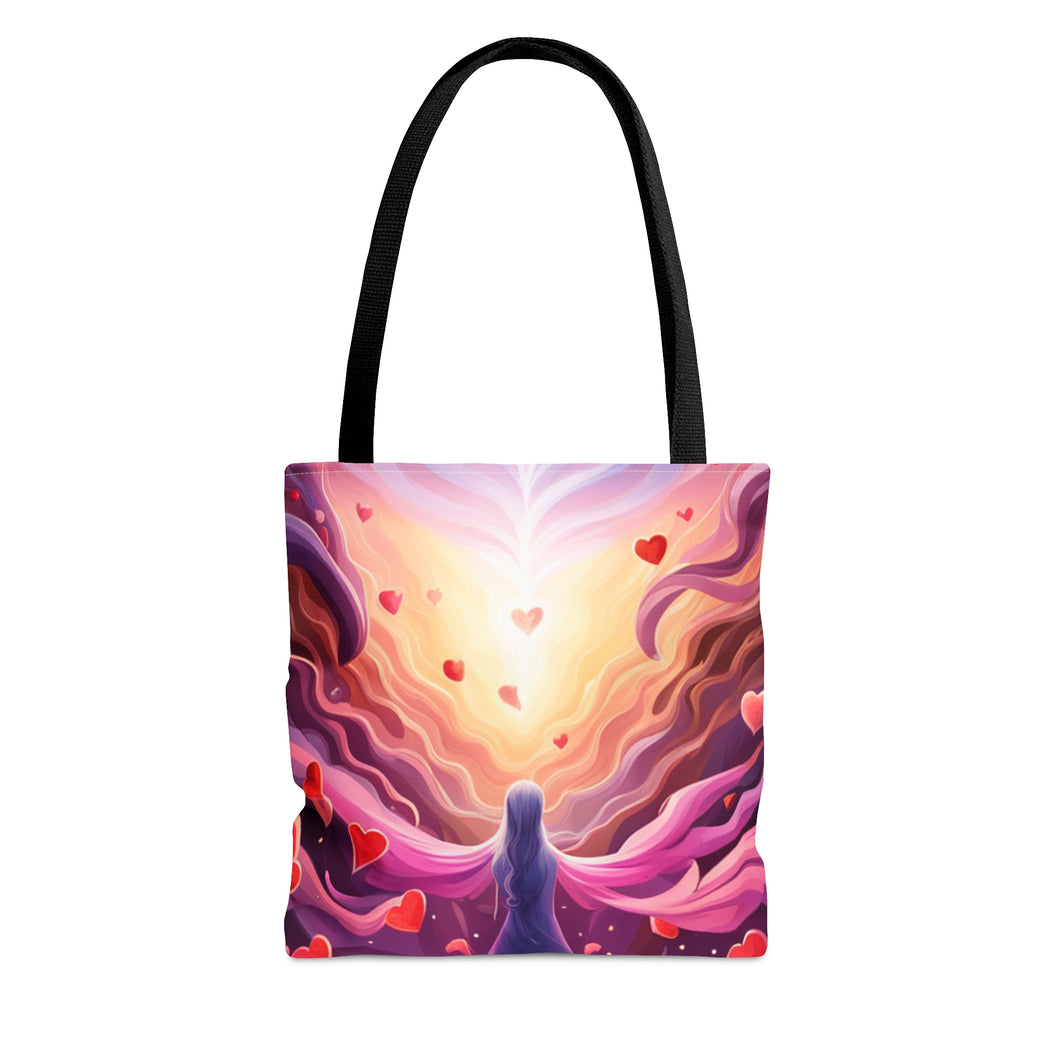 Angelic Angel Love the Pink Heart Series Tote Bag AI Artwork 100% Polyester #12