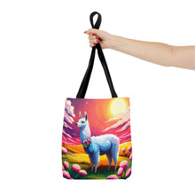 Load image into Gallery viewer, Llama Setting Sun #4 Tote Bag AI Artwork 100% Polyester
